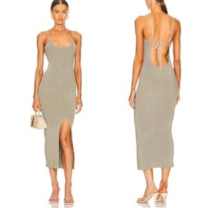 LPA Karter Knit Midi Dress in Grey Women's Large Bodycon Dress Sparkle 5